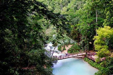 Walking through the karst landscapes of Vang Vieng